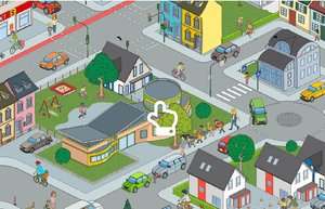 Grafisches Bild einer App für Verkehrssicherheit für Kinder
