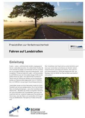 Vorschaubild der PDF-Datei Praxishilfen zur Verkehrssicherheit: Landstraßen