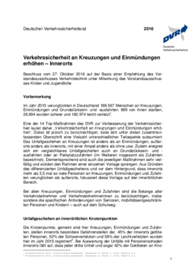 Vorschaubild der PDF-Datei Verkehrssicherheit an Kreuzungen und Einmündungen erhöhen – Innerorts