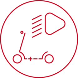 Piktogramm mit einem E-Scooter und Licht