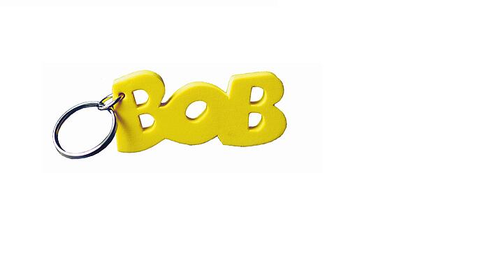 Schlüsselanhänger mit gelbem BOB-Logo