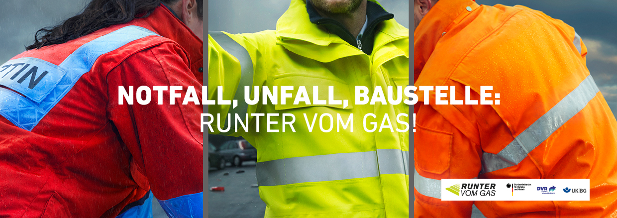 Banner der neuen „Runter vom Gas“-Aktion