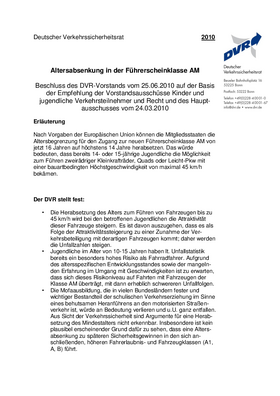 Vorschaubild der PDF-Datei Altersabsenkung in der Führerscheinklasse AM