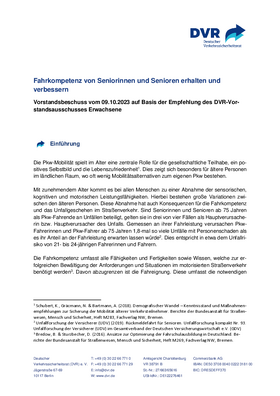 Vorschaubild der PDF-Datei Vorstandsbeschluss: Fahrkompetenz von Seniorinnen und Senioren