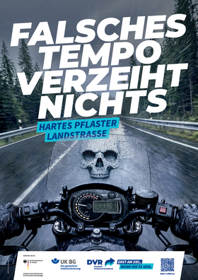 Vorschaubild der PDF-Datei „Hartes Pflaster Landstraße“ – Motorrad (DIN A4 Plakat)
