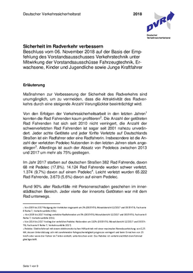 Vorschaubild der PDF-Datei Sicherheit im Radverkehr verbessern