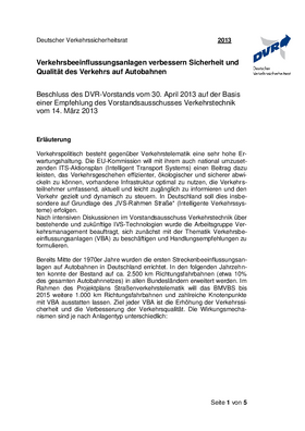 Vorschaubild der PDF-Datei Verkehrsbeeinflussungsanlagen verbessern Sicherheit und Qualität des Verkehrs auf Autobahnen