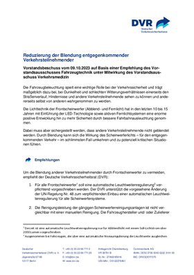 Vorschaubild der PDF-Datei Vorstandsbeschluss: Reduzierung der Blendung entgegenkommender Fahrzeuge