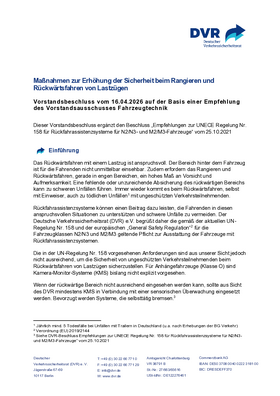 Vorschaubild der PDF-Datei Beschluss: Maßnahmen zur Erhöhung der Sicherheit beim Rangieren und Rückwärtsfahren von Lastzügen