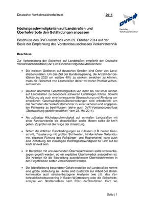 Vorschaubild der PDF-Datei Höchstgeschwindigkeiten auf Landstraßen und Überholverbote den Gefährdungen anpassen