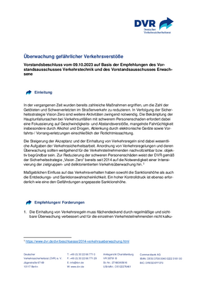 Vorschaubild der PDF-Datei Vorstandsbeschluss: Überwachung gefährlicher Verkehrsverstöße