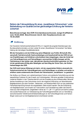 Vorschaubild der PDF-Datei Beschluss: Reform der Fahrausbildung für einen „bezahlbaren Führerschein“ unter Beibehaltung von Qualität und bei gleichzeitiger Erhöhung der Verkehrssicherheit