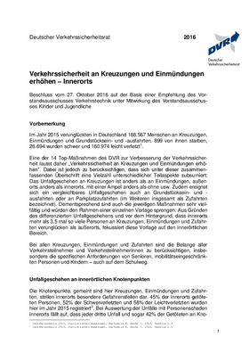 Vorschaubild der PDF-Datei Verkehrssicherheit an Kreuzungen und Einmündungen erhöhen – Innerorts