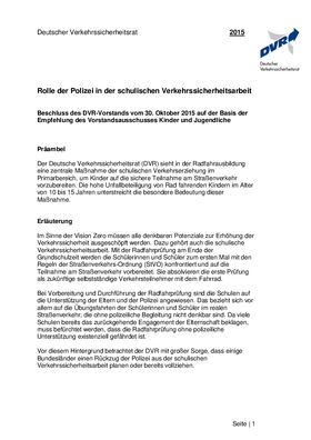 Vorschaubild der PDF-Datei Rolle der Polizei in der schulischen Verkehrssicherheitsarbeit