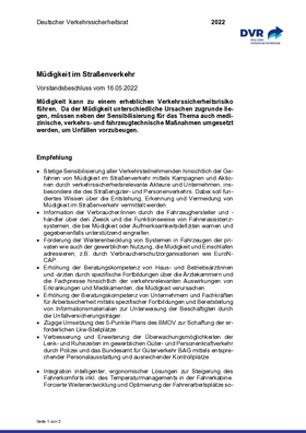 Vorschaubild der PDF-Datei  Beschluss: Müdigkeit im Straßenverkehr