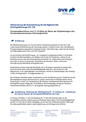 Vorschaubild der PDF-Datei Beschluss: Verbesserung der Bremsleistung druckluftgebremster Anhängerfahrzeuge (O3, O4)