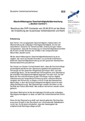 Vorschaubild der PDF-Datei Abschnittbezogene Geschwindigkeitsüberwachung („Section Control“)