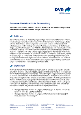 Vorschaubild der PDF-Datei Beschluss: Einsatz von Simulationen in der Fahrausbildung
